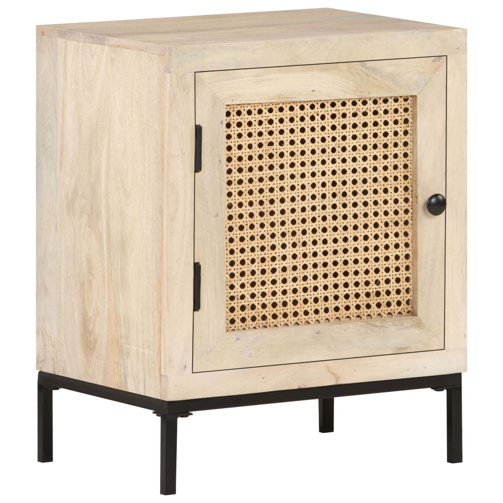 Bedside Cabinet 40x30x50 cm Solid Mango Wood and Natural Cane- Bedside Tables - HomeShopIreland - Home Shop Ireland - Bedside Tables - Bedside Cabinet 40x30x50 cm Solid Mango Wood and Natural Cane
