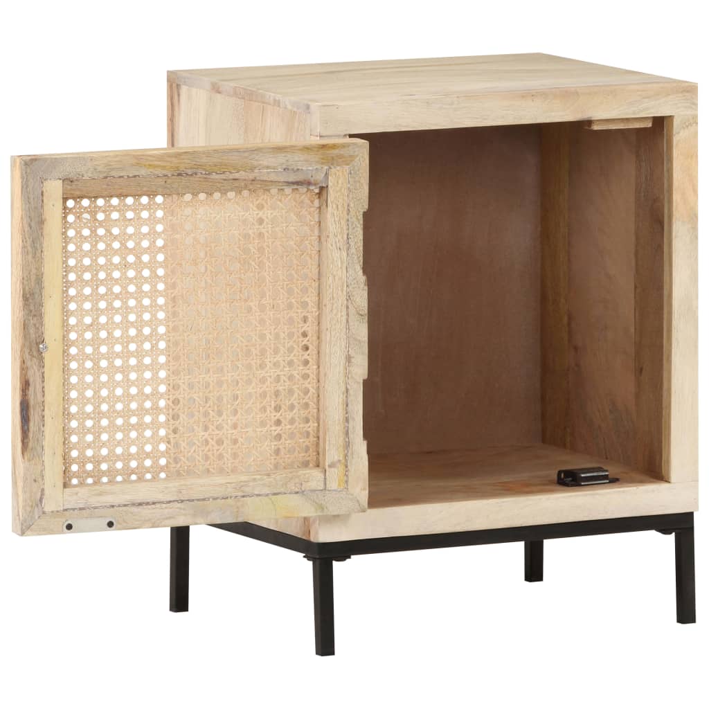 Bedside Cabinet 40x30x50 cm Solid Mango Wood and Natural Cane- Bedside Tables - HomeShopIreland - Home Shop Ireland - Bedside Tables - Bedside Cabinet 40x30x50 cm Solid Mango Wood and Natural Cane