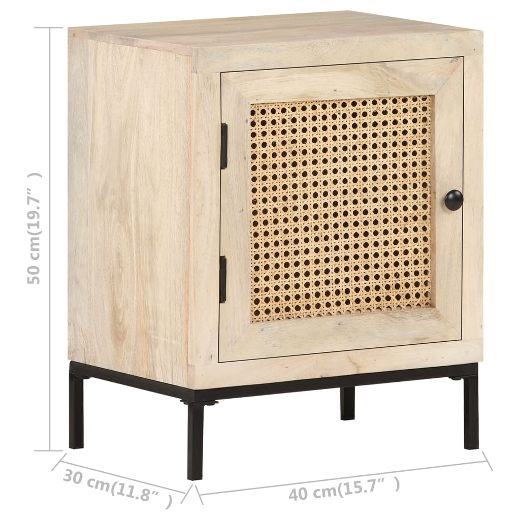 Bedside Cabinet 40x30x50 cm Solid Mango Wood and Natural Cane- Bedside Tables - HomeShopIreland - Home Shop Ireland - Bedside Tables - Bedside Cabinet 40x30x50 cm Solid Mango Wood and Natural Cane