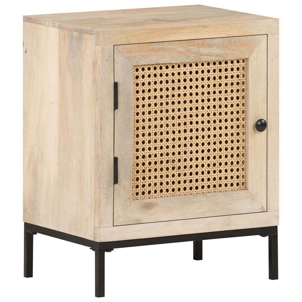 Bedside Cabinet 40x30x50 cm Solid Mango Wood and Natural Cane- Bedside Tables - HomeShopIreland - Home Shop Ireland - Bedside Tables - Bedside Cabinet 40x30x50 cm Solid Mango Wood and Natural Cane