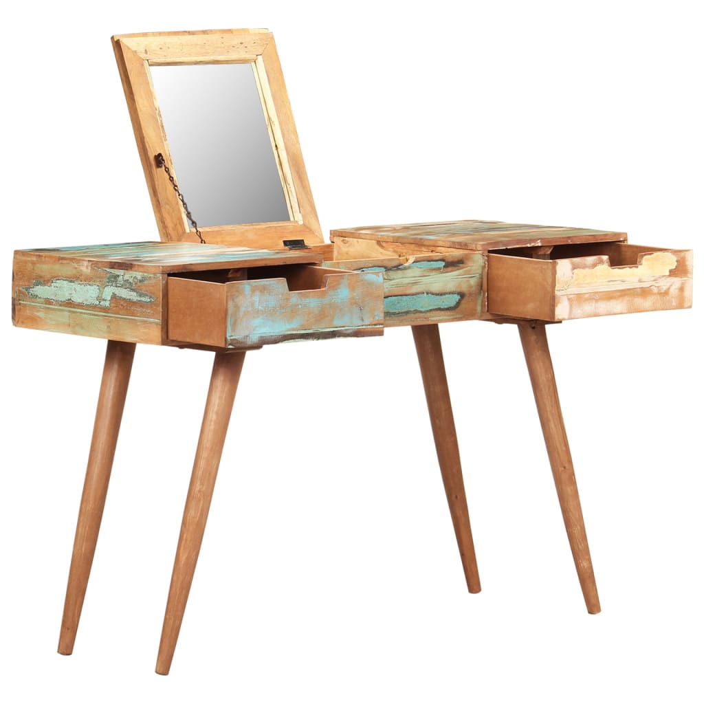 Dressing Table with Mirror 112x45x76 cm Solid Reclaimed Wood- Bedroom Dressing Tables - HomeShopIreland - Home Shop Ireland - Bedroom Dressing Tables - Dressing Table with Mirror 112x45x76 cm Solid Reclaimed Wood