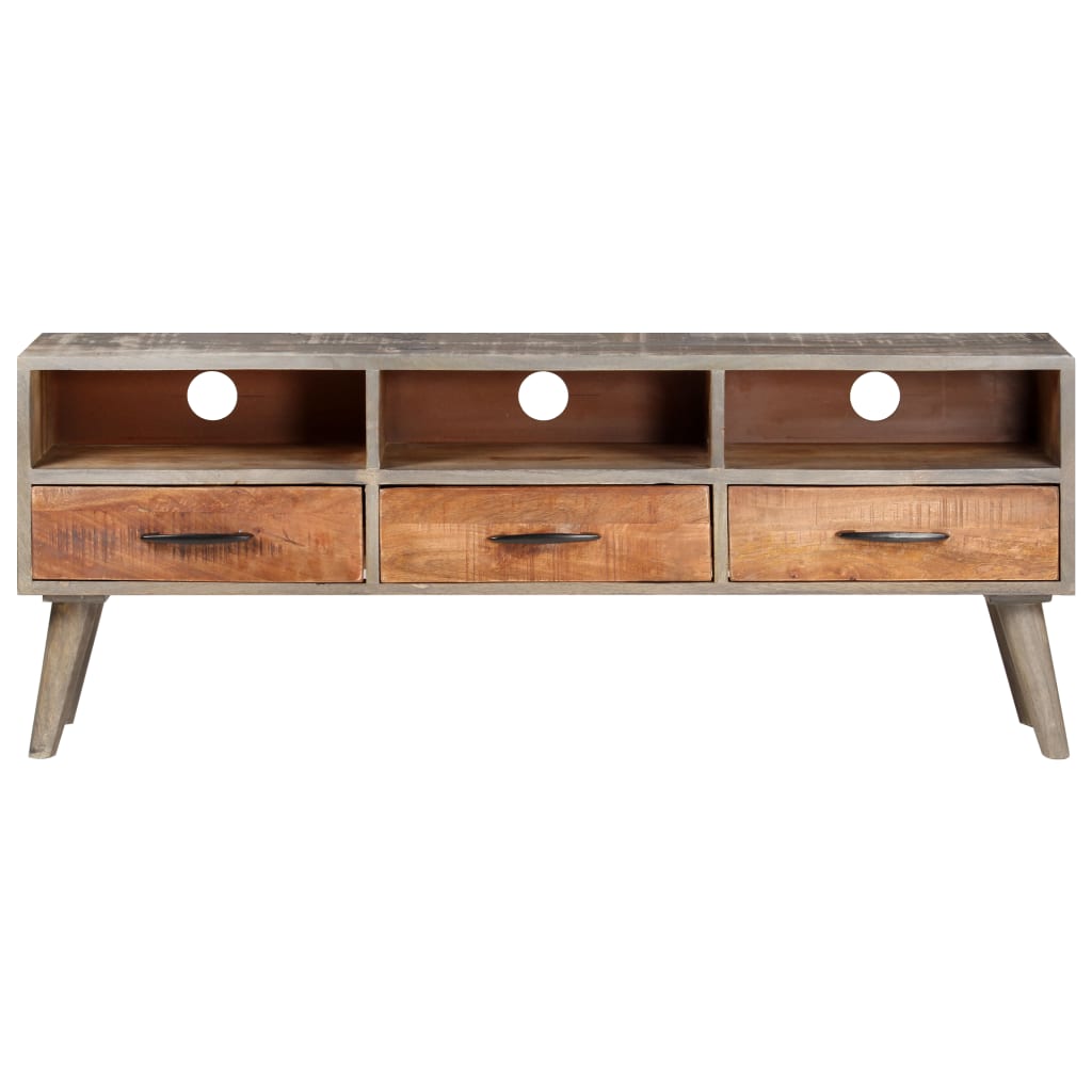 TV Cabinet Grey 130x35x51 cm Solid Rough Mango Wood- Entertainment Centres & TV Stands - HomeShopIreland - Home Shop Ireland - Entertainment Centres & TV Stands - TV Cabinet Grey 130x35x51 cm Solid Rough Mango Wood
