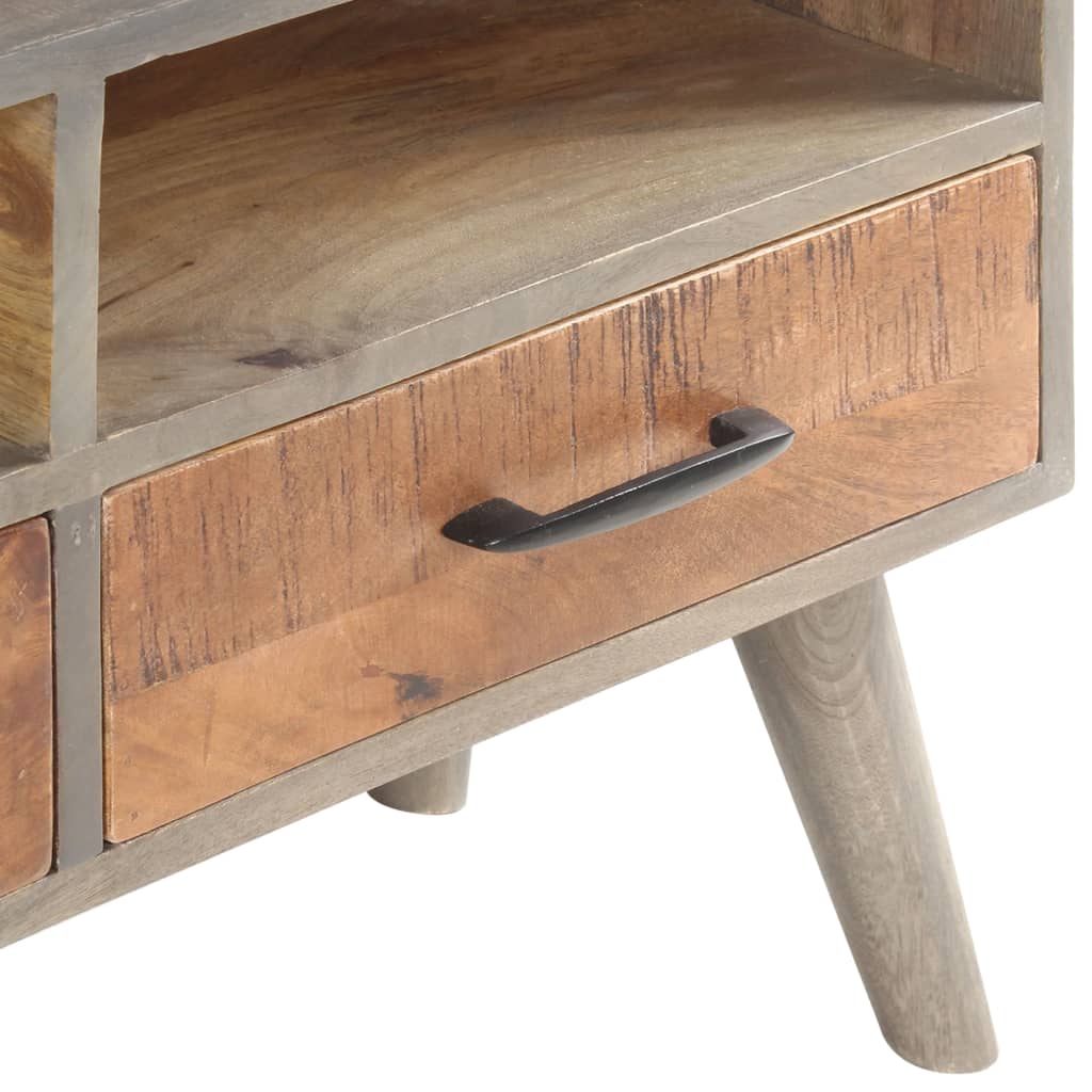 TV Cabinet Grey 130x35x51 cm Solid Rough Mango Wood- Entertainment Centres & TV Stands - HomeShopIreland - Home Shop Ireland - Entertainment Centres & TV Stands - TV Cabinet Grey 130x35x51 cm Solid Rough Mango Wood