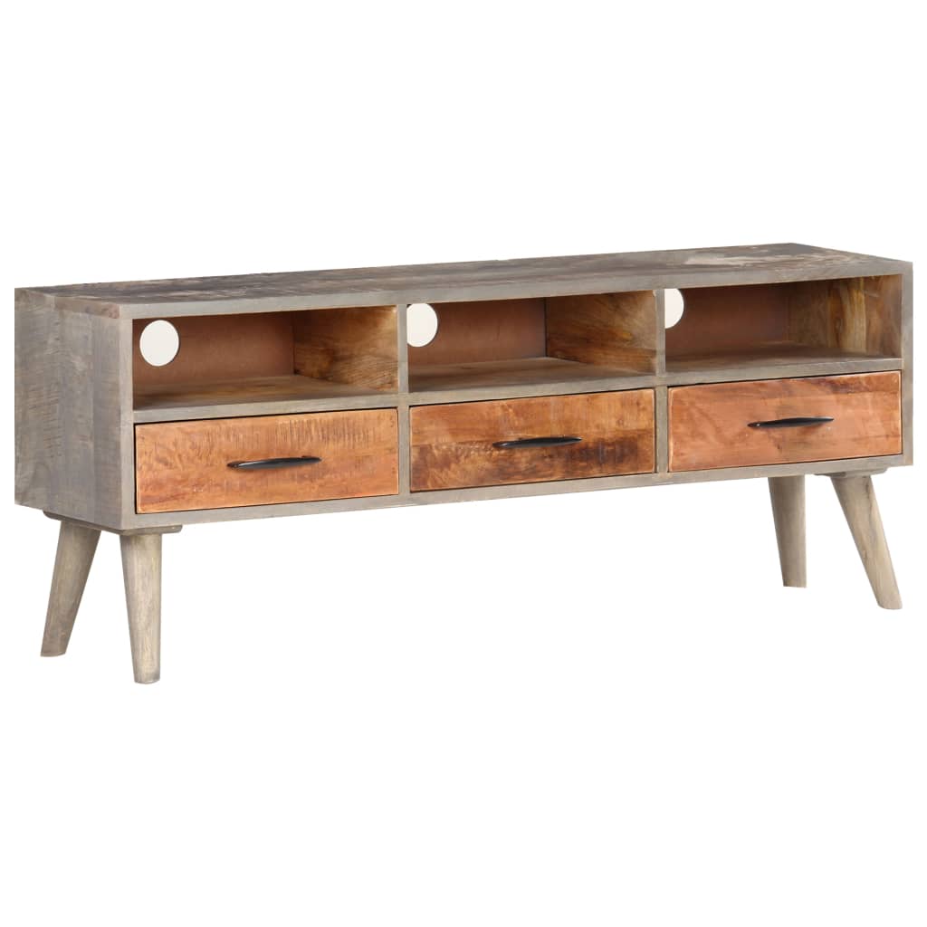 TV Cabinet Grey 130x35x51 cm Solid Rough Mango Wood- Entertainment Centres & TV Stands - HomeShopIreland - Home Shop Ireland - Entertainment Centres & TV Stands - TV Cabinet Grey 130x35x51 cm Solid Rough Mango Wood