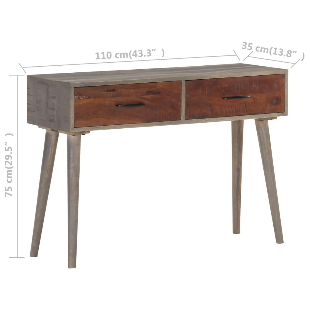 Console Table Grey 110x35x75 cm Solid Rough Mango Wood- End Tables - HomeShopIreland - Home Shop Ireland - End Tables - Console Table Grey 110x35x75 cm Solid Rough Mango Wood