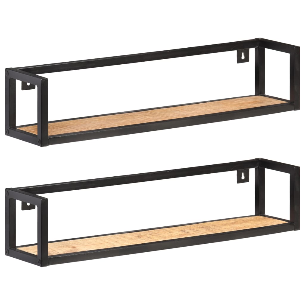 Wall Shelves 2 pcs 80 cm Rough Mango Wood- Wall Shelves & Ledges - HomeShopIreland - Home Shop Ireland - Wall Shelves & Ledges - Wall Shelves 2 pcs 80 cm Rough Mango Wood