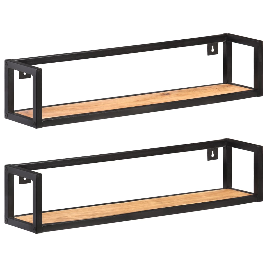 Wall Shelves 2 pcs 80 cm Solid Acacia Wood- Wall Shelves & Ledges - HomeShopIreland - Home Shop Ireland - Wall Shelves & Ledges - Wall Shelves 2 pcs 80 cm Solid Acacia Wood