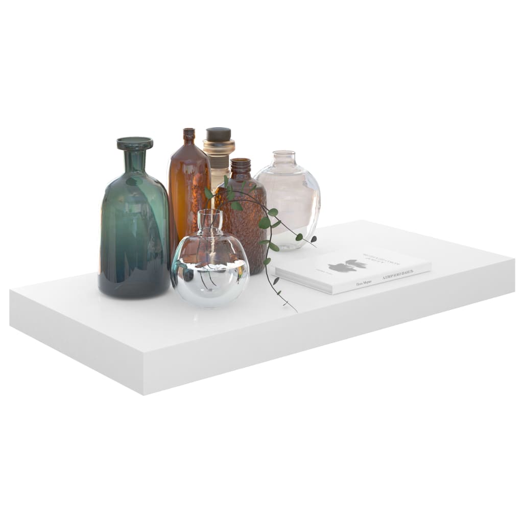 Floating Wall Shelves 2 pcs High Gloss White 50x23x3.8 cm MDF- Wall Shelves & Ledges - HomeShopIreland - Home Shop Ireland - Wall Shelves & Ledges - Floating Wall Shelves 2 pcs High Gloss White 50x23x3.8 cm MDF