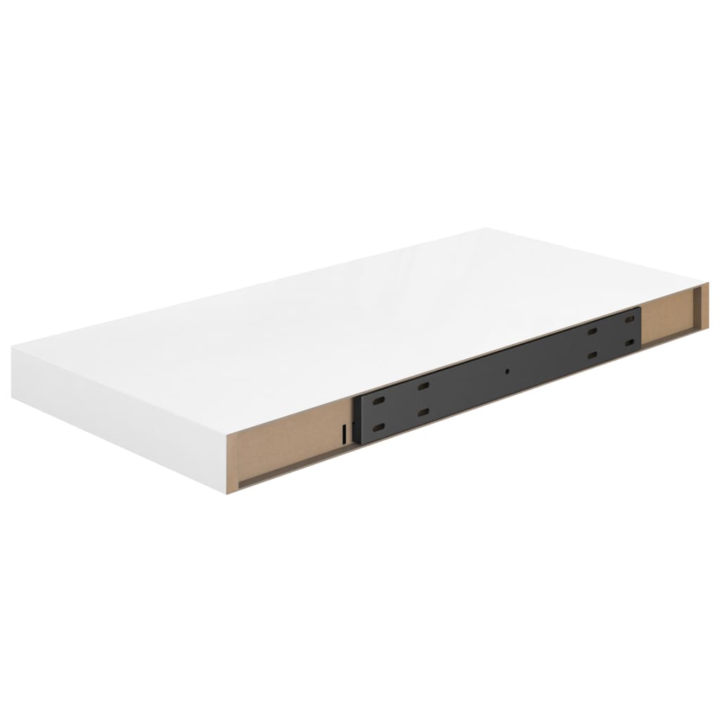 Floating Wall Shelves 2 pcs High Gloss White 50x23x3.8 cm MDF- Wall Shelves & Ledges - HomeShopIreland - Home Shop Ireland - Wall Shelves & Ledges - Floating Wall Shelves 2 pcs High Gloss White 50x23x3.8 cm MDF