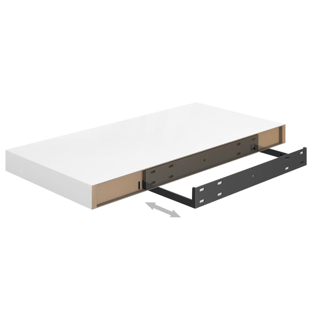 Floating Wall Shelves 2 pcs High Gloss White 50x23x3.8 cm MDF- Wall Shelves & Ledges - HomeShopIreland - Home Shop Ireland - Wall Shelves & Ledges - Floating Wall Shelves 2 pcs High Gloss White 50x23x3.8 cm MDF