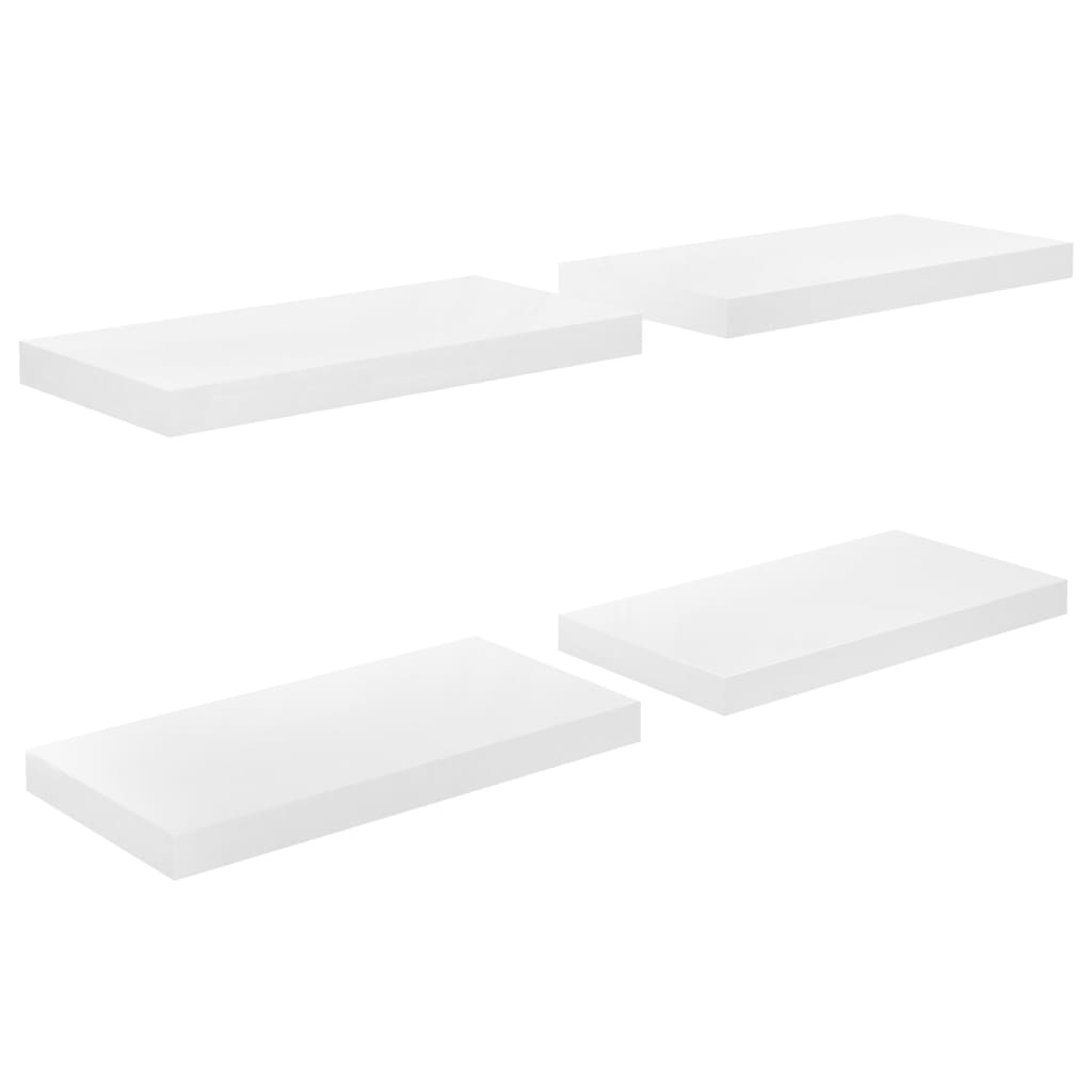 Floating Wall Shelves 4 pcs High Gloss White 50x23x3.8 cm MDF- Wall Shelves & Ledges - HomeShopIreland - Home Shop Ireland - Wall Shelves & Ledges - Floating Wall Shelves 4 pcs High Gloss White 50x23x3.8 cm MDF