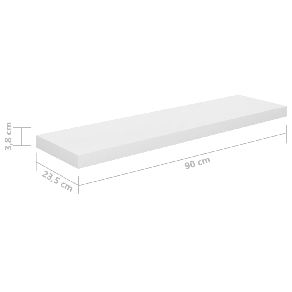 Floating Wall Shelf High Gloss White 90x23.5x3.8 cm MDF- Wall Shelves & Ledges - HomeShopIreland - Home Shop Ireland - Wall Shelves & Ledges - Floating Wall Shelf High Gloss White 90x23.5x3.8 cm MDF