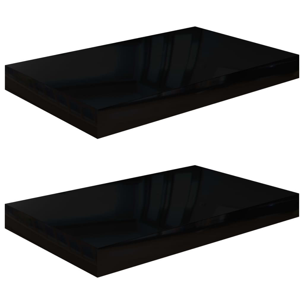 Floating Wall Shelves 2 pcs High Gloss Black 40x23x3.8 cm MDF- Wall Shelves & Ledges - HomeShopIreland - Home Shop Ireland - Wall Shelves & Ledges - Floating Wall Shelves 2 pcs High Gloss Black 40x23x3.8 cm MDF