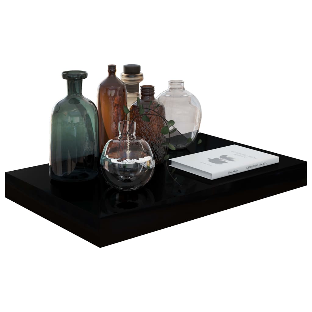 Floating Wall Shelves 4 pcs High Gloss Black 40x23x3.8 cm MDF- Wall Shelves & Ledges - HomeShopIreland - Home Shop Ireland - Wall Shelves & Ledges - Floating Wall Shelves 4 pcs High Gloss Black 40x23x3.8 cm MDF