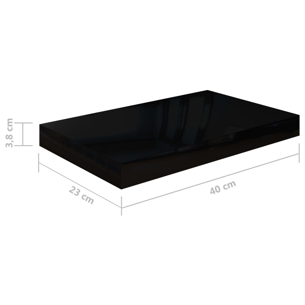 Floating Wall Shelves 4 pcs High Gloss Black 40x23x3.8 cm MDF- Wall Shelves & Ledges - HomeShopIreland - Home Shop Ireland - Wall Shelves & Ledges - Floating Wall Shelves 4 pcs High Gloss Black 40x23x3.8 cm MDF