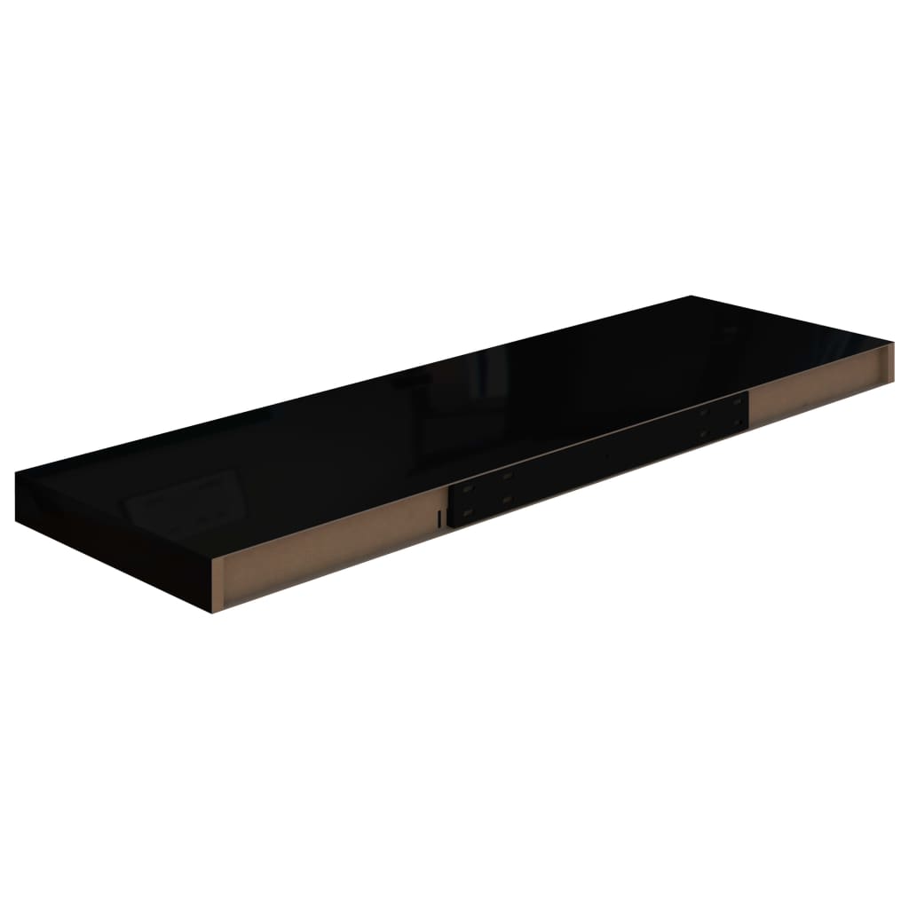 Floating Wall Shelves 2 pcs High Gloss Black 80x23.5x3.8 cm MDF- Wall Shelves & Ledges - HomeShopIreland - Home Shop Ireland - Wall Shelves & Ledges - Floating Wall Shelves 2 pcs High Gloss Black 80x23.5x3.8 cm MDF
