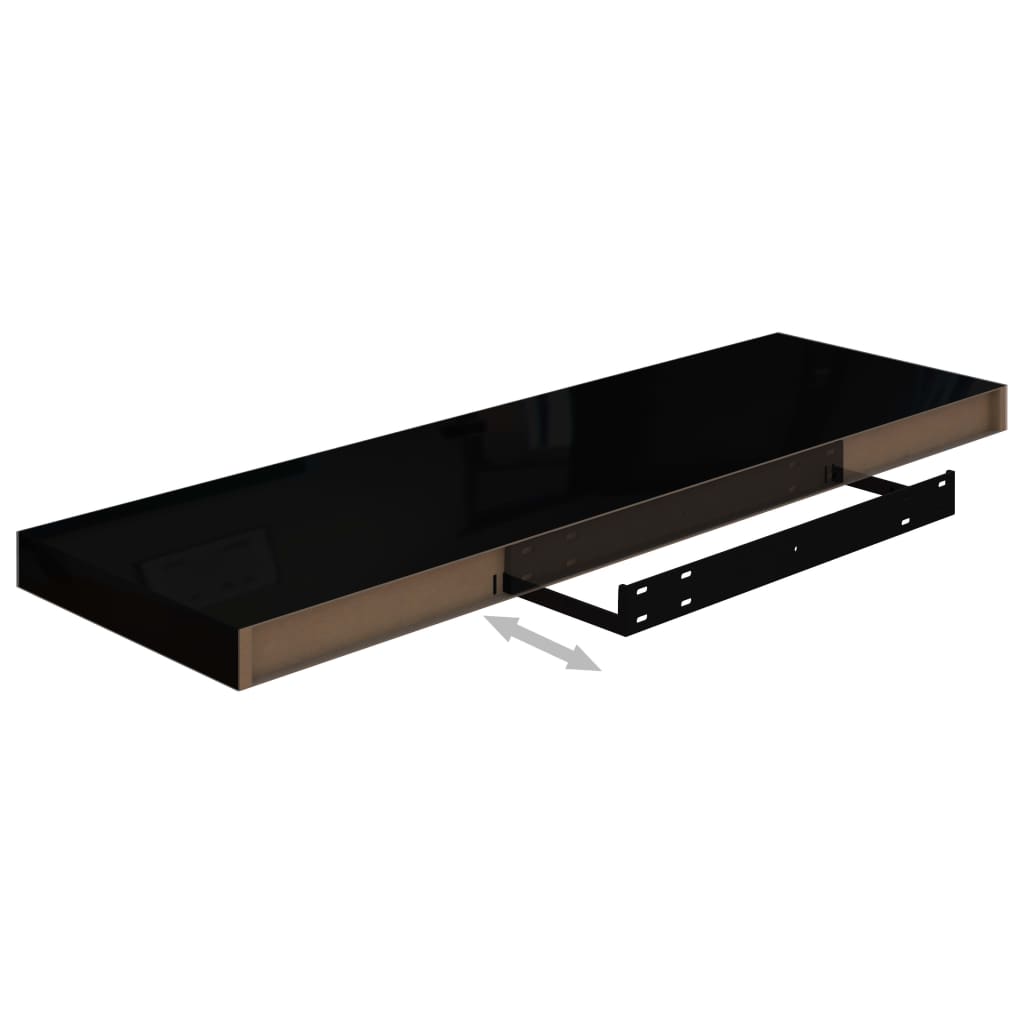 Floating Wall Shelves 2 pcs High Gloss Black 80x23.5x3.8 cm MDF- Wall Shelves & Ledges - HomeShopIreland - Home Shop Ireland - Wall Shelves & Ledges - Floating Wall Shelves 2 pcs High Gloss Black 80x23.5x3.8 cm MDF
