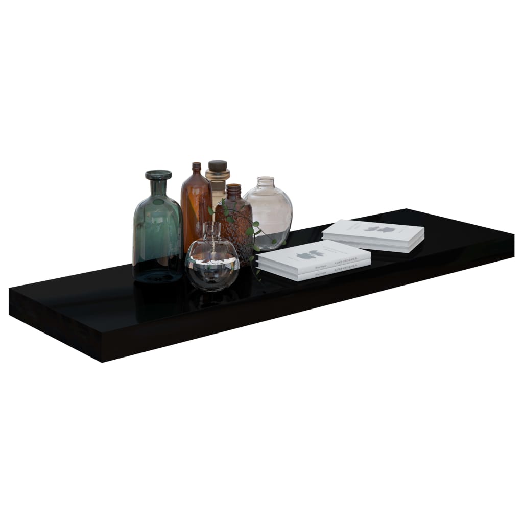 Floating Wall Shelves 4 pcs High Gloss Black 80x23.5x3.8 cm MDF- Wall Shelves & Ledges - HomeShopIreland - Home Shop Ireland - Wall Shelves & Ledges - Floating Wall Shelves 4 pcs High Gloss Black 80x23.5x3.8 cm MDF