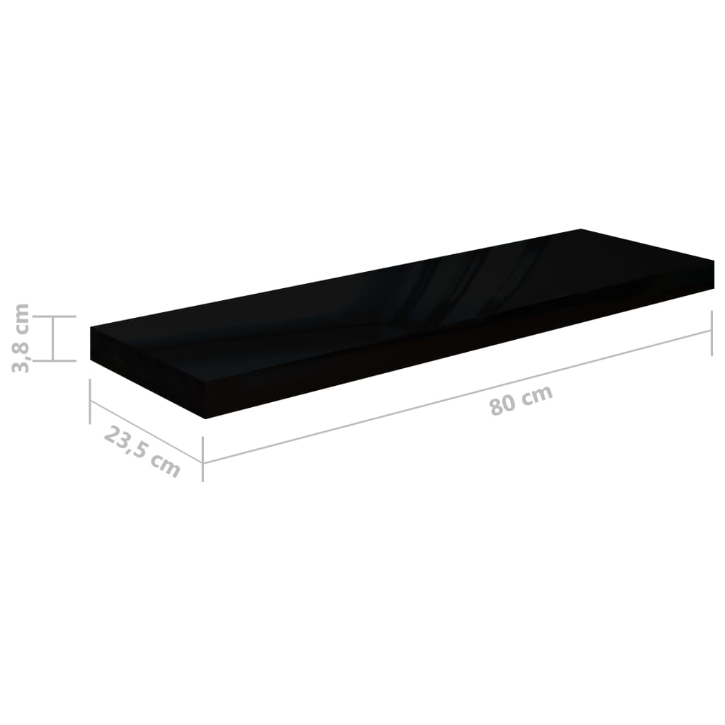Floating Wall Shelves 4 pcs High Gloss Black 80x23.5x3.8 cm MDF- Wall Shelves & Ledges - HomeShopIreland - Home Shop Ireland - Wall Shelves & Ledges - Floating Wall Shelves 4 pcs High Gloss Black 80x23.5x3.8 cm MDF