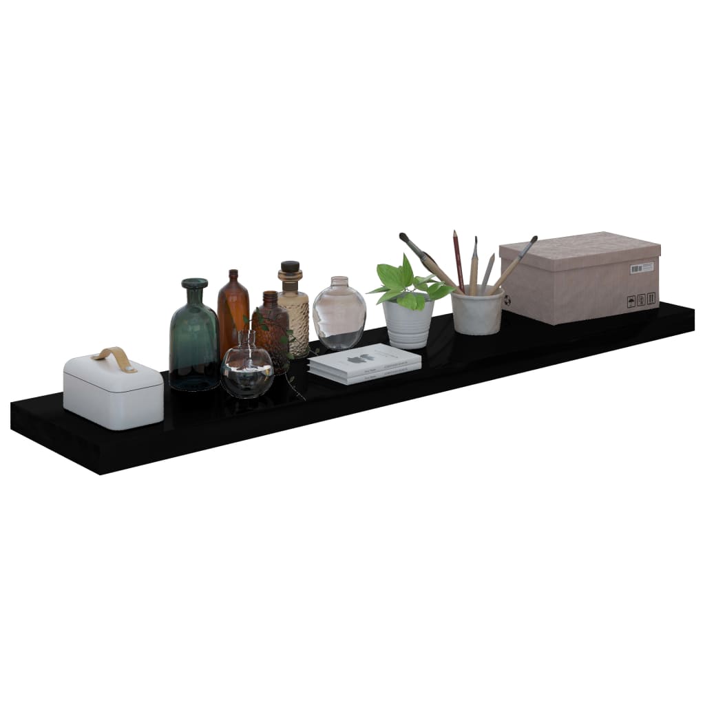 Floating Wall Shelf High Gloss Black 120x23.5x3.8 cm MDF- Wall Shelves & Ledges - HomeShopIreland - Home Shop Ireland - Wall Shelves & Ledges - Floating Wall Shelf High Gloss Black 120x23.5x3.8 cm MDF