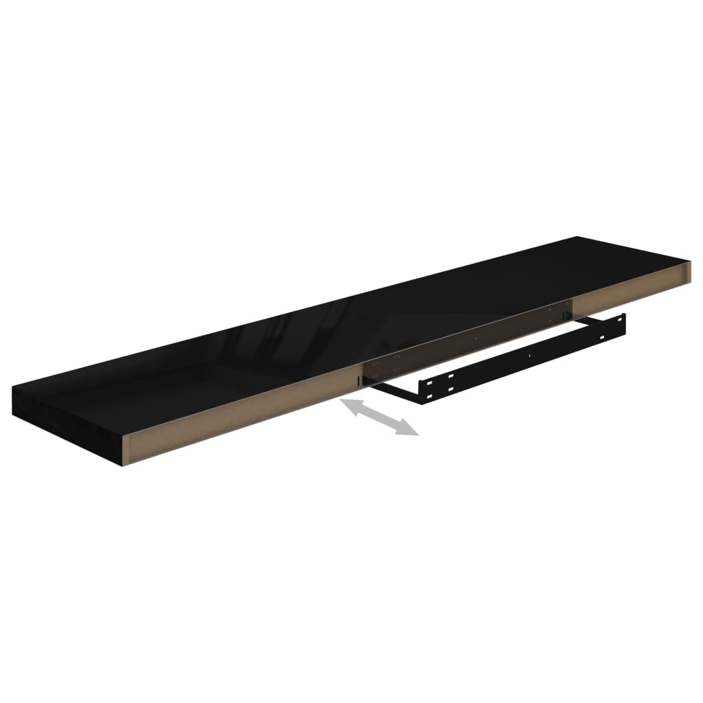 Floating Wall Shelf High Gloss Black 120x23.5x3.8 cm MDF- Wall Shelves & Ledges - HomeShopIreland - Home Shop Ireland - Wall Shelves & Ledges - Floating Wall Shelf High Gloss Black 120x23.5x3.8 cm MDF