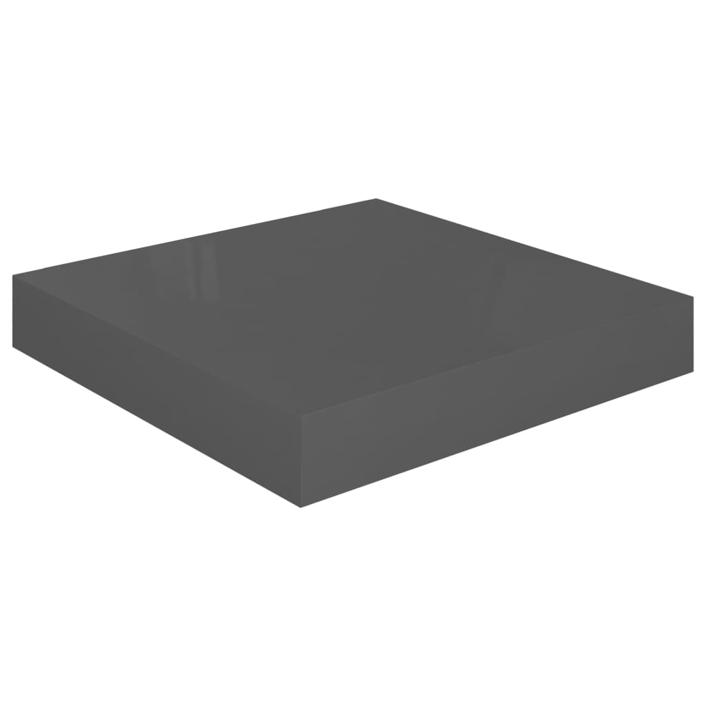 Floating Wall Shelves 2 pcs High Gloss Grey 23x23.5x3.8 cm MDF- Wall Shelves & Ledges - HomeShopIreland - Home Shop Ireland - Wall Shelves & Ledges - Floating Wall Shelves 2 pcs High Gloss Grey 23x23.5x3.8 cm MDF
