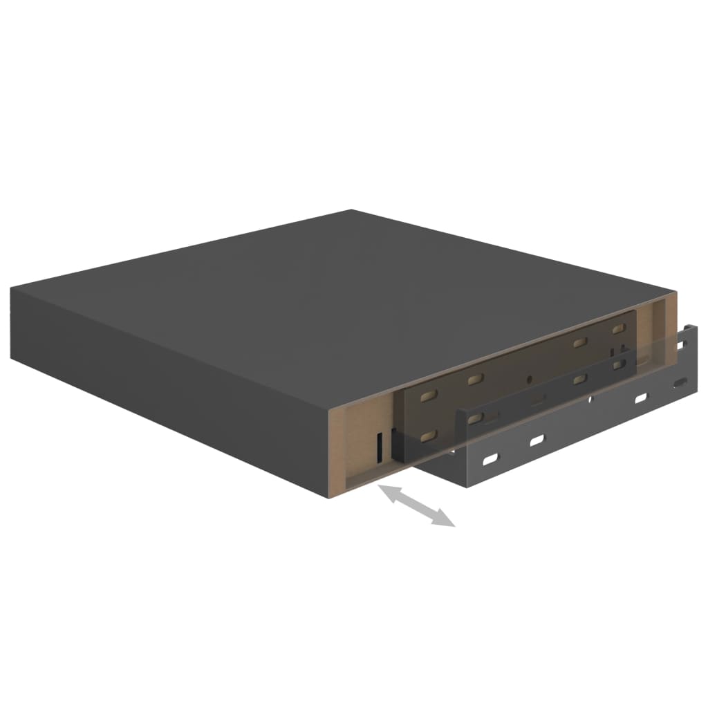 Floating Wall Shelves 2 pcs High Gloss Grey 23x23.5x3.8 cm MDF- Wall Shelves & Ledges - HomeShopIreland - Home Shop Ireland - Wall Shelves & Ledges - Floating Wall Shelves 2 pcs High Gloss Grey 23x23.5x3.8 cm MDF