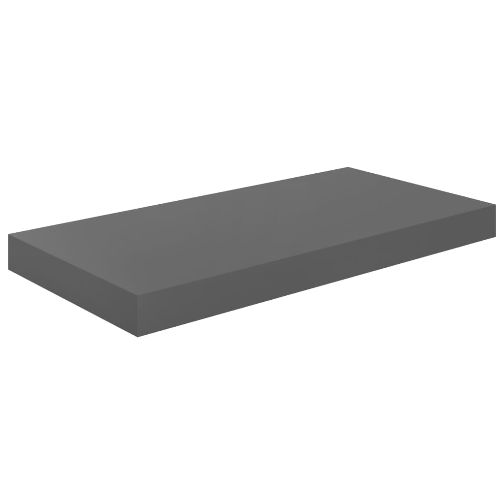 Floating Wall Shelf High Gloss Grey 50x23x3.8 cm MDF- Wall Shelves & Ledges - HomeShopIreland - Home Shop Ireland - Wall Shelves & Ledges - Floating Wall Shelf High Gloss Grey 50x23x3.8 cm MDF