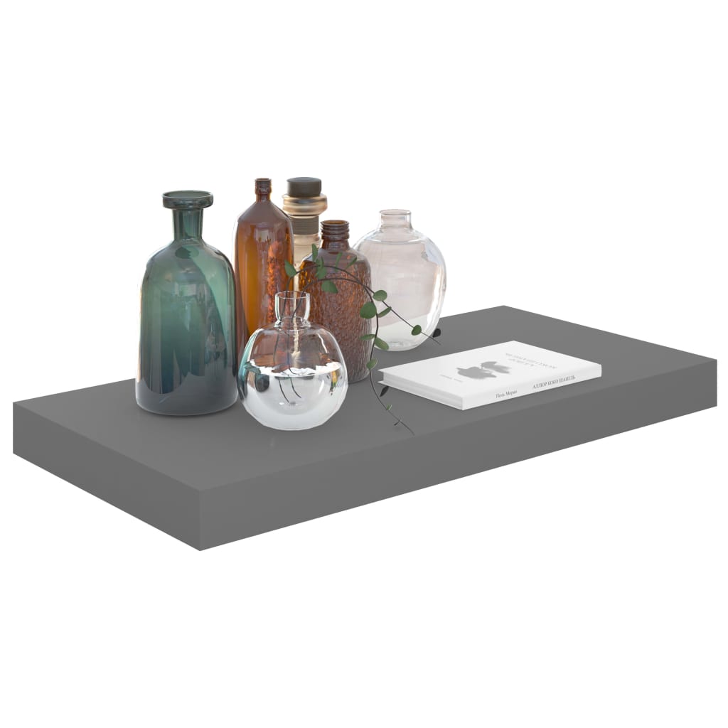Floating Wall Shelf High Gloss Grey 50x23x3.8 cm MDF- Wall Shelves & Ledges - HomeShopIreland - Home Shop Ireland - Wall Shelves & Ledges - Floating Wall Shelf High Gloss Grey 50x23x3.8 cm MDF