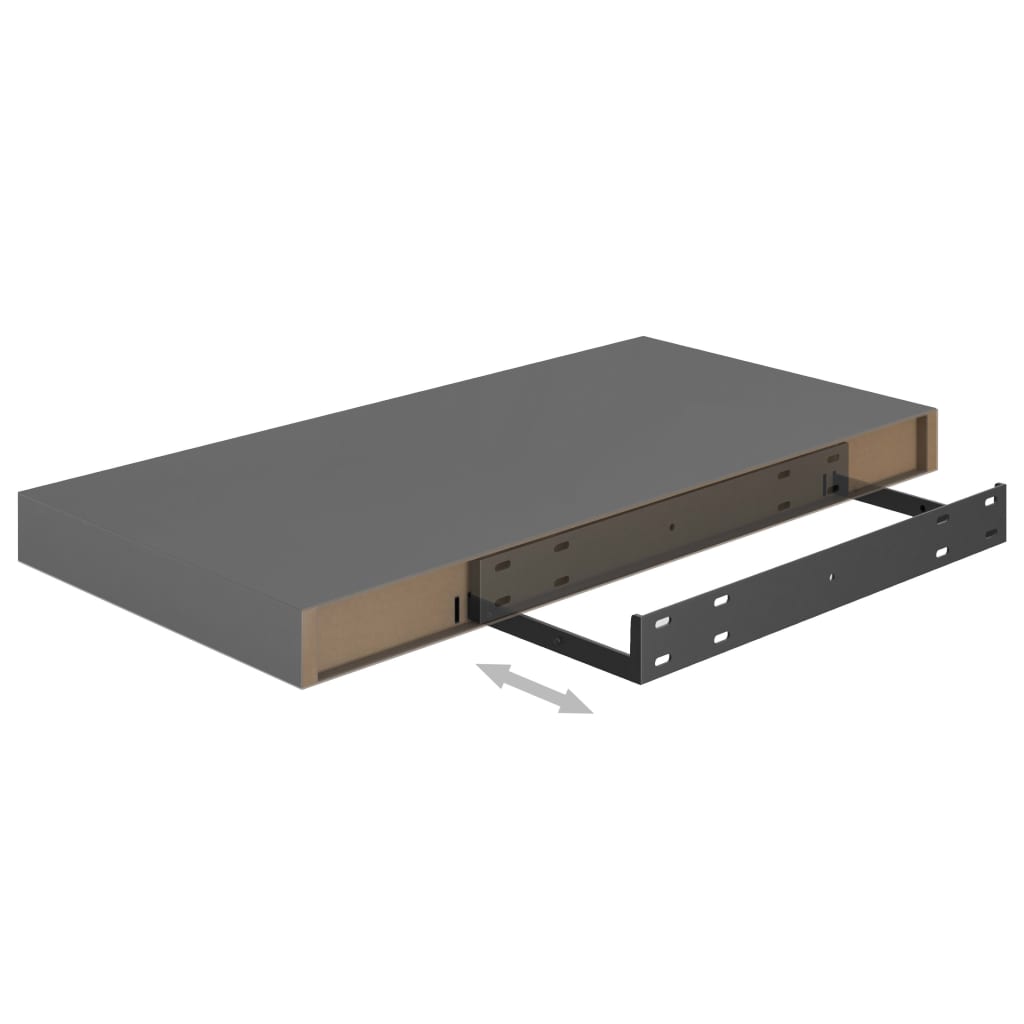 Floating Wall Shelf High Gloss Grey 50x23x3.8 cm MDF- Wall Shelves & Ledges - HomeShopIreland - Home Shop Ireland - Wall Shelves & Ledges - Floating Wall Shelf High Gloss Grey 50x23x3.8 cm MDF