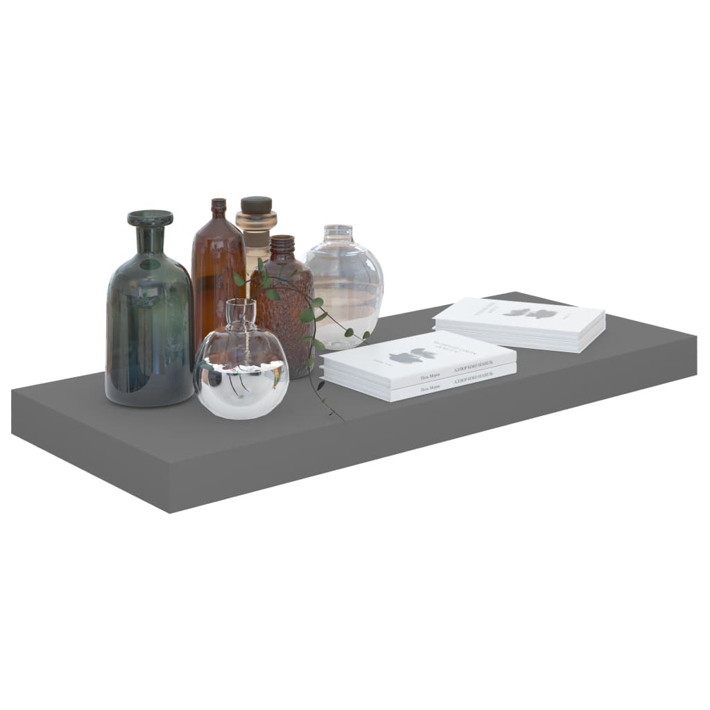 Floating Wall Shelves 4 pcs High Gloss Grey 60x23.5x3.8 cm MDF- Wall Shelves & Ledges - HomeShopIreland - Home Shop Ireland - Wall Shelves & Ledges - Floating Wall Shelves 4 pcs High Gloss Grey 60x23.5x3.8 cm MDF