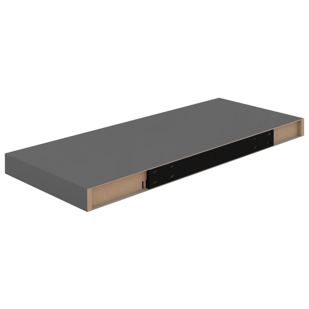 Floating Wall Shelves 4 pcs High Gloss Grey 60x23.5x3.8 cm MDF- Wall Shelves & Ledges - HomeShopIreland - Home Shop Ireland - Wall Shelves & Ledges - Floating Wall Shelves 4 pcs High Gloss Grey 60x23.5x3.8 cm MDF