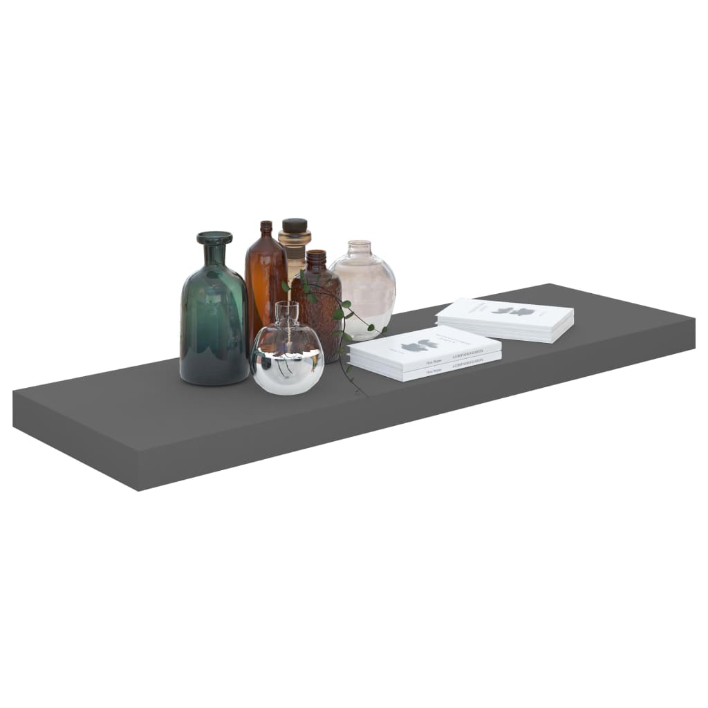 Floating Wall Shelf High Gloss Grey 80x23.5x3.8 cm MDF- Wall Shelves & Ledges - HomeShopIreland - Home Shop Ireland - Wall Shelves & Ledges - Floating Wall Shelf High Gloss Grey 80x23.5x3.8 cm MDF