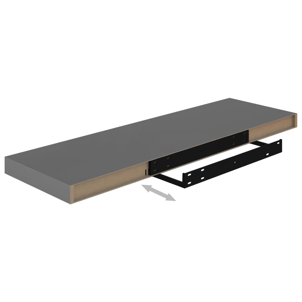 Floating Wall Shelf High Gloss Grey 80x23.5x3.8 cm MDF- Wall Shelves & Ledges - HomeShopIreland - Home Shop Ireland - Wall Shelves & Ledges - Floating Wall Shelf High Gloss Grey 80x23.5x3.8 cm MDF