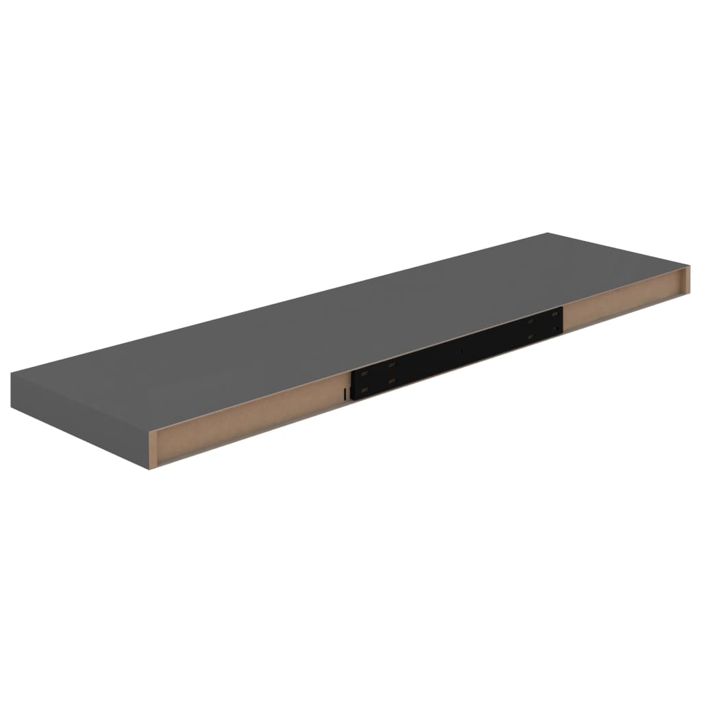 Floating Wall Shelves 2 pcs High Gloss Grey 90x23.5x3.8 cm MDF- Wall Shelves & Ledges - HomeShopIreland - Home Shop Ireland - Wall Shelves & Ledges - Floating Wall Shelves 2 pcs High Gloss Grey 90x23.5x3.8 cm MDF