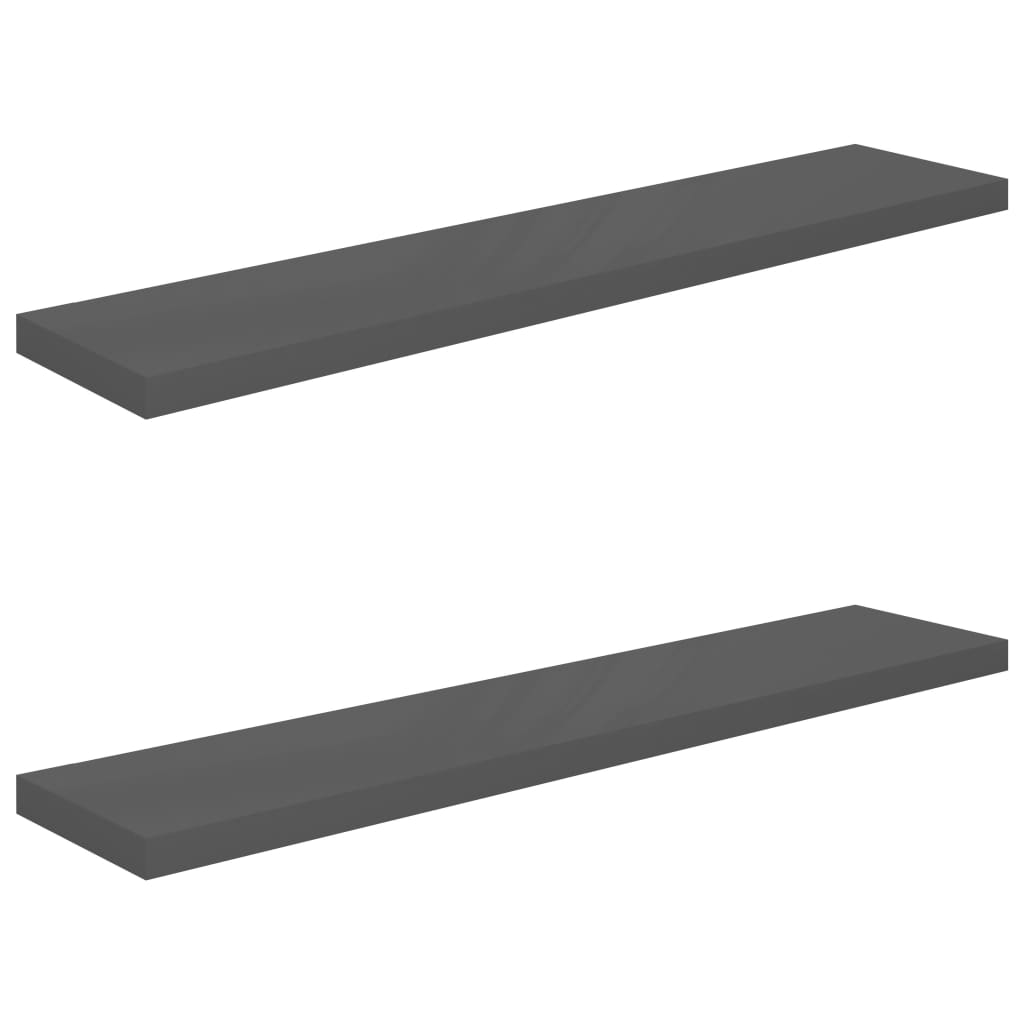 Floating Wall Shelves 2 pcs High Gloss Grey 120x23.5x3.8 cm MDF- Wall Shelves & Ledges - HomeShopIreland - Home Shop Ireland - Wall Shelves & Ledges - Floating Wall Shelves 2 pcs High Gloss Grey 120x23.5x3.8 cm MDF