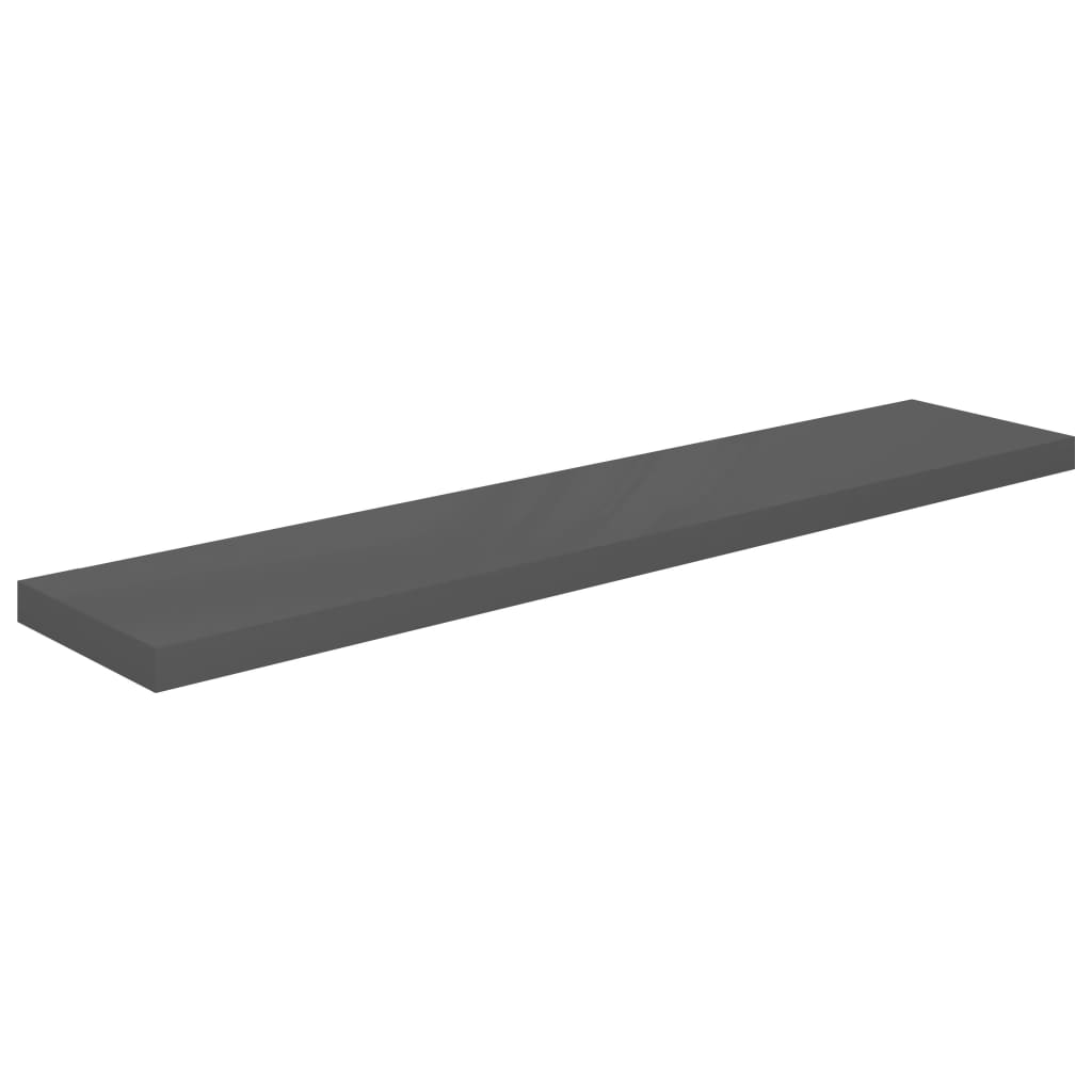 Floating Wall Shelves 2 pcs High Gloss Grey 120x23.5x3.8 cm MDF- Wall Shelves & Ledges - HomeShopIreland - Home Shop Ireland - Wall Shelves & Ledges - Floating Wall Shelves 2 pcs High Gloss Grey 120x23.5x3.8 cm MDF