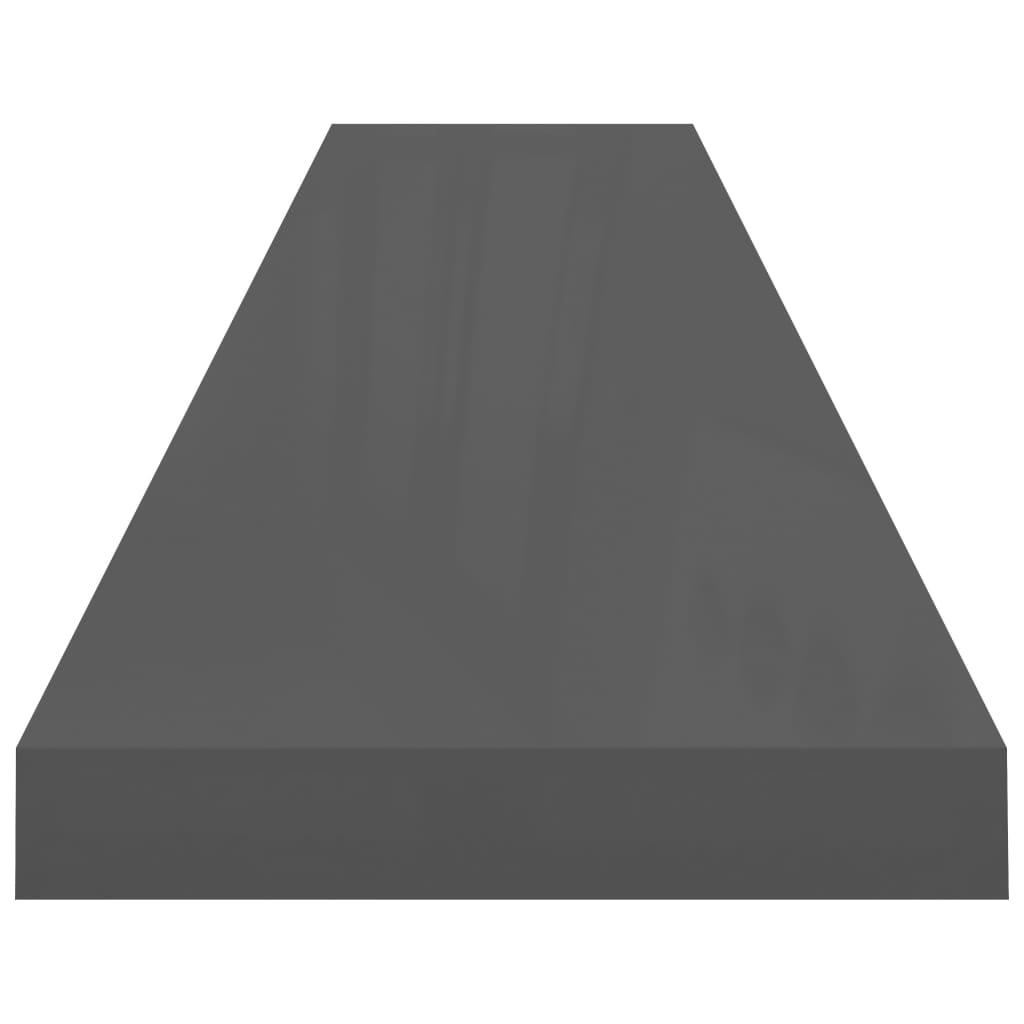 Floating Wall Shelves 2 pcs High Gloss Grey 120x23.5x3.8 cm MDF- Wall Shelves & Ledges - HomeShopIreland - Home Shop Ireland - Wall Shelves & Ledges - Floating Wall Shelves 2 pcs High Gloss Grey 120x23.5x3.8 cm MDF