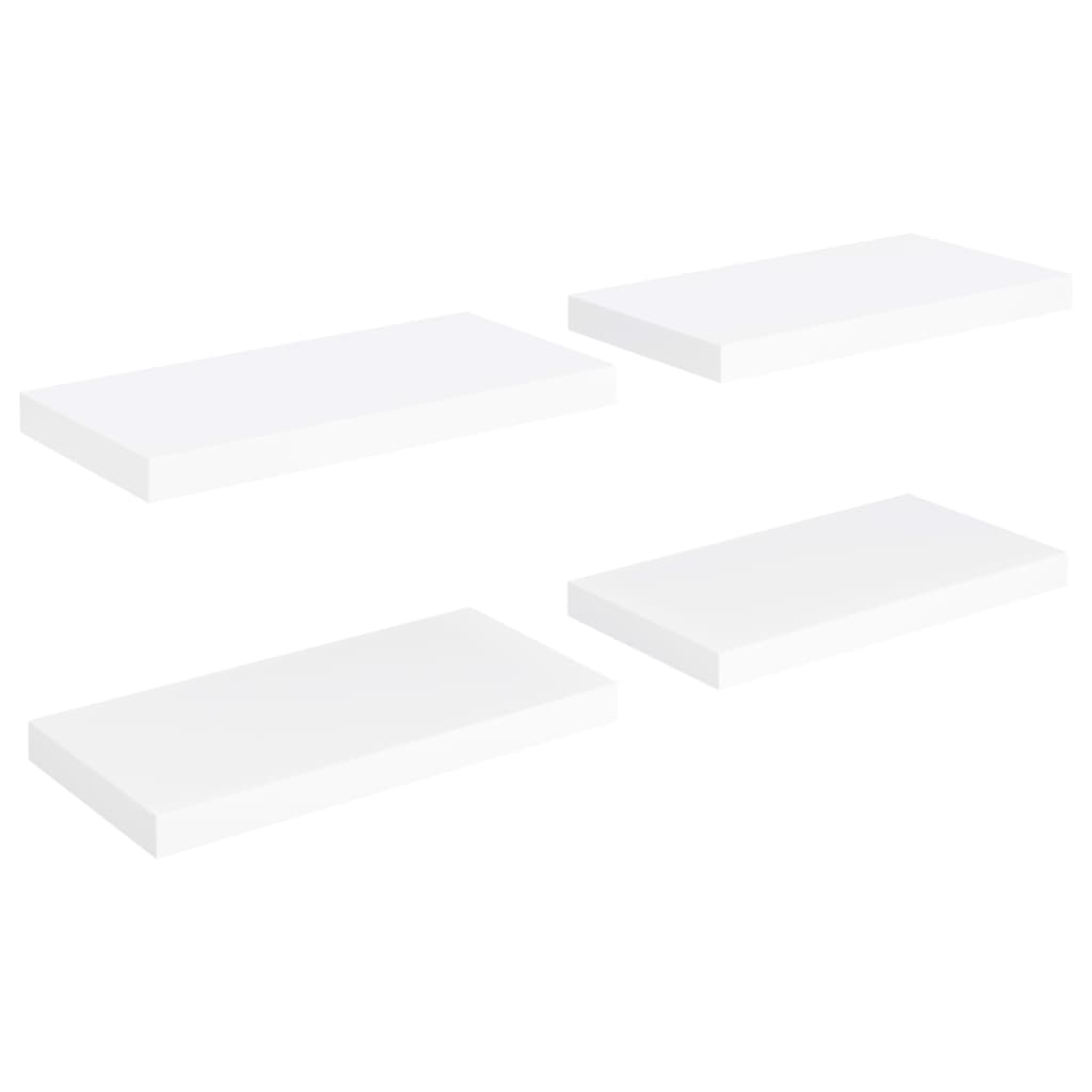 Floating Wall Shelves 4 pcs White 50x23x3.8 cm MDF- Wall Shelves & Ledges - HomeShopIreland - Home Shop Ireland - Wall Shelves & Ledges - Floating Wall Shelves 4 pcs White 50x23x3.8 cm MDF