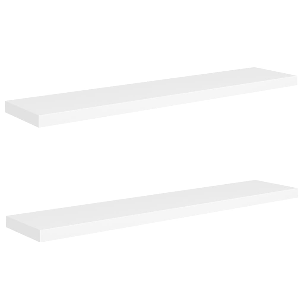 Floating Wall Shelves 2 pcs White 120x23.5x3.8 cm MDF- Wall Shelves & Ledges - HomeShopIreland - Home Shop Ireland - Wall Shelves & Ledges - Floating Wall Shelves 2 pcs White 120x23.5x3.8 cm MDF