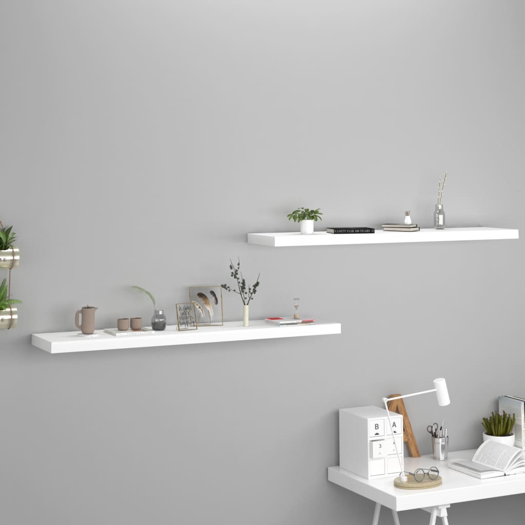 Floating Wall Shelves 2 pcs White 120x23.5x3.8 cm MDF- Wall Shelves & Ledges - HomeShopIreland - Home Shop Ireland - Wall Shelves & Ledges - Floating Wall Shelves 2 pcs White 120x23.5x3.8 cm MDF