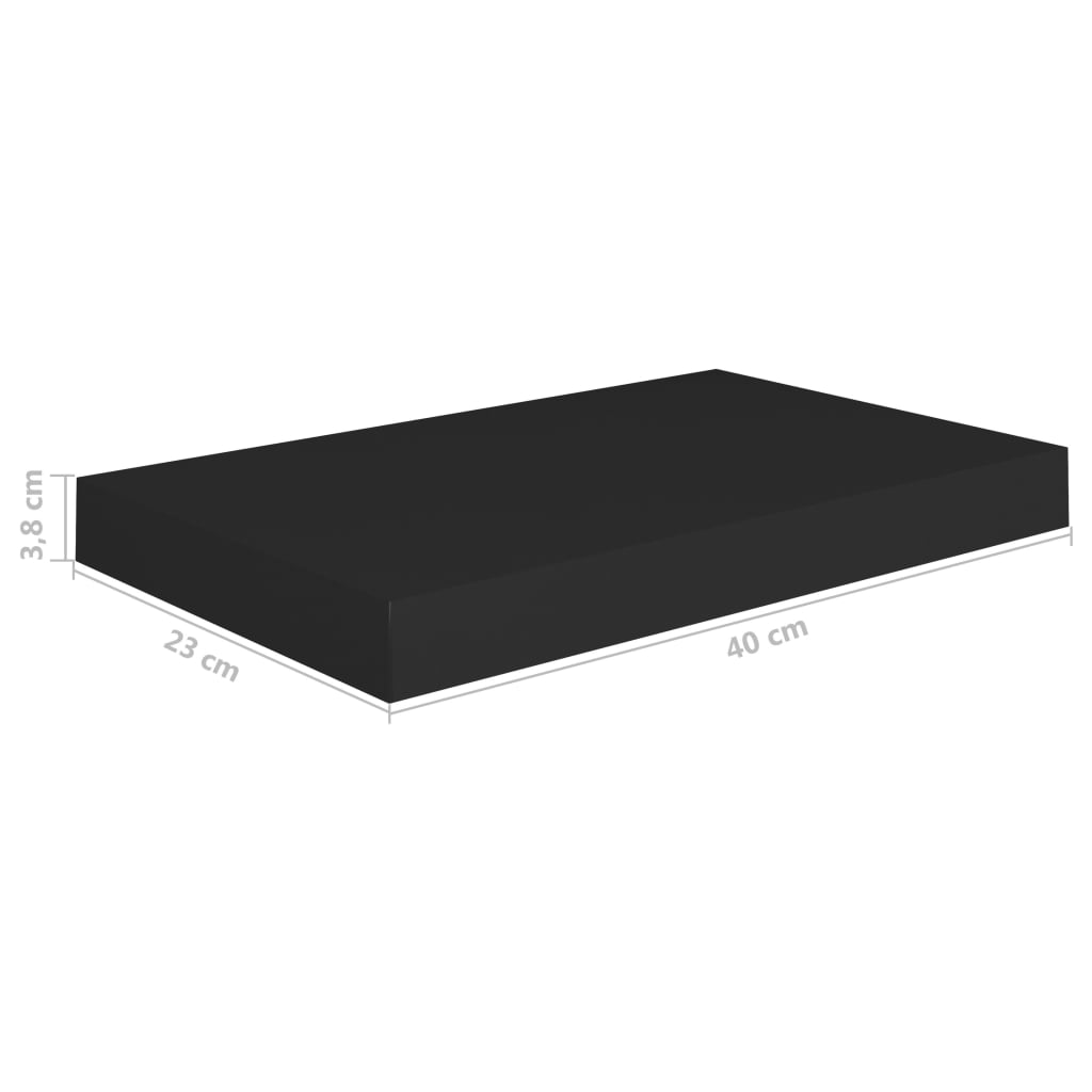 Floating Wall Shelves 2 pcs Black 40x23x3.8 cm MDF- Wall Shelves & Ledges - HomeShopIreland - Home Shop Ireland - Wall Shelves & Ledges - Floating Wall Shelves 2 pcs Black 40x23x3.8 cm MDF