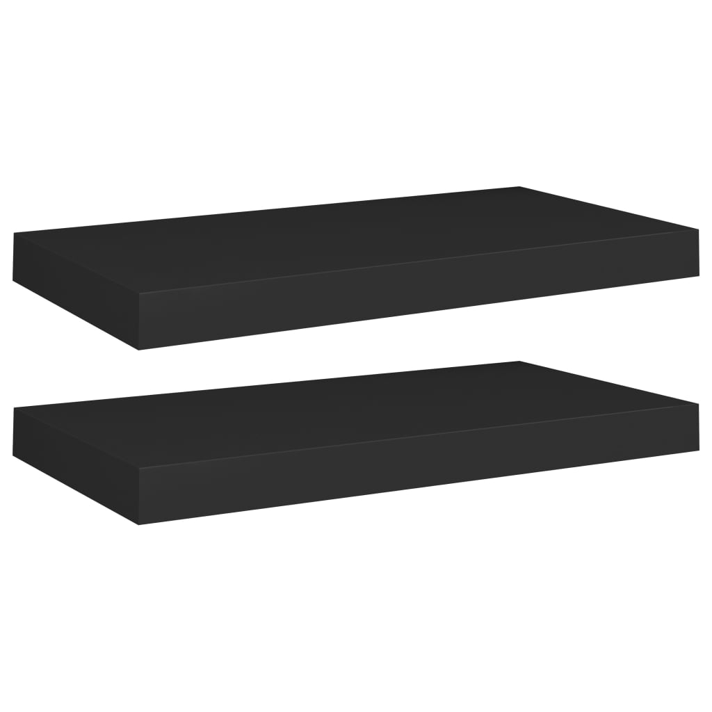 Floating Wall Shelves 2 pcs Black 50x23x3.8 cm MDF- Wall Shelves & Ledges - HomeShopIreland - Home Shop Ireland - Wall Shelves & Ledges - Floating Wall Shelves 2 pcs Black 50x23x3.8 cm MDF