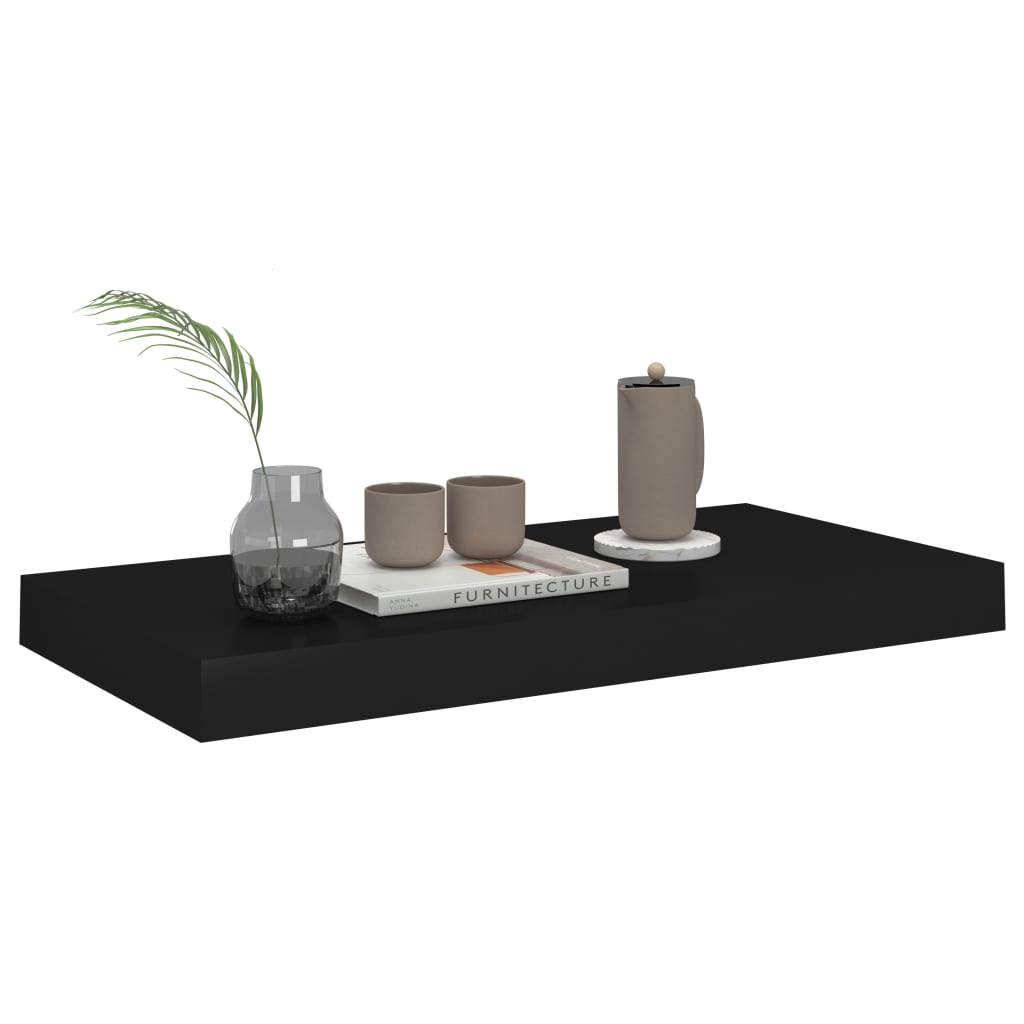 Floating Wall Shelves 2 pcs Black 50x23x3.8 cm MDF- Wall Shelves & Ledges - HomeShopIreland - Home Shop Ireland - Wall Shelves & Ledges - Floating Wall Shelves 2 pcs Black 50x23x3.8 cm MDF