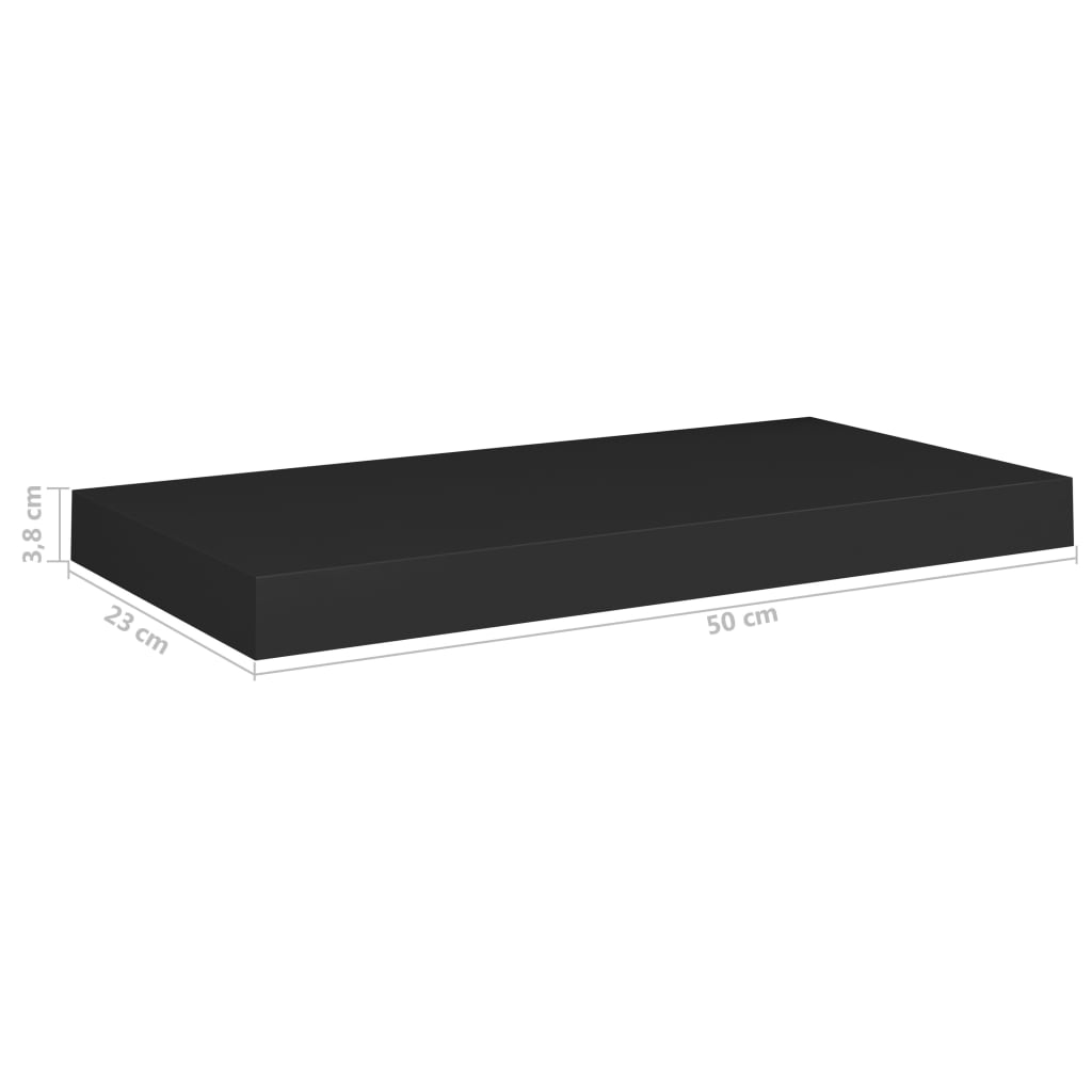 Floating Wall Shelves 2 pcs Black 50x23x3.8 cm MDF- Wall Shelves & Ledges - HomeShopIreland - Home Shop Ireland - Wall Shelves & Ledges - Floating Wall Shelves 2 pcs Black 50x23x3.8 cm MDF