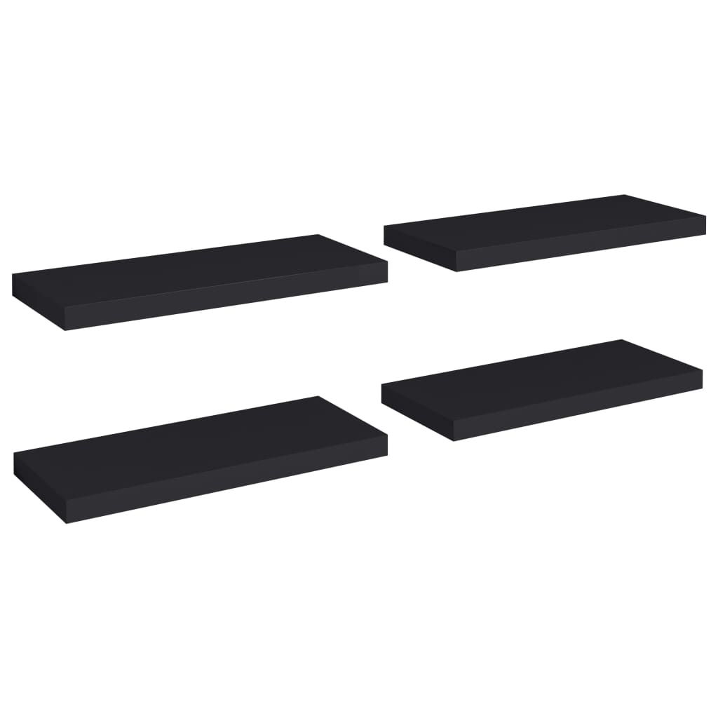 Floating Wall Shelves 4 pcs Black 60x23.5x3.8 cm MDF- Wall Shelves & Ledges - HomeShopIreland - Home Shop Ireland - Wall Shelves & Ledges - Floating Wall Shelves 4 pcs Black 60x23.5x3.8 cm MDF