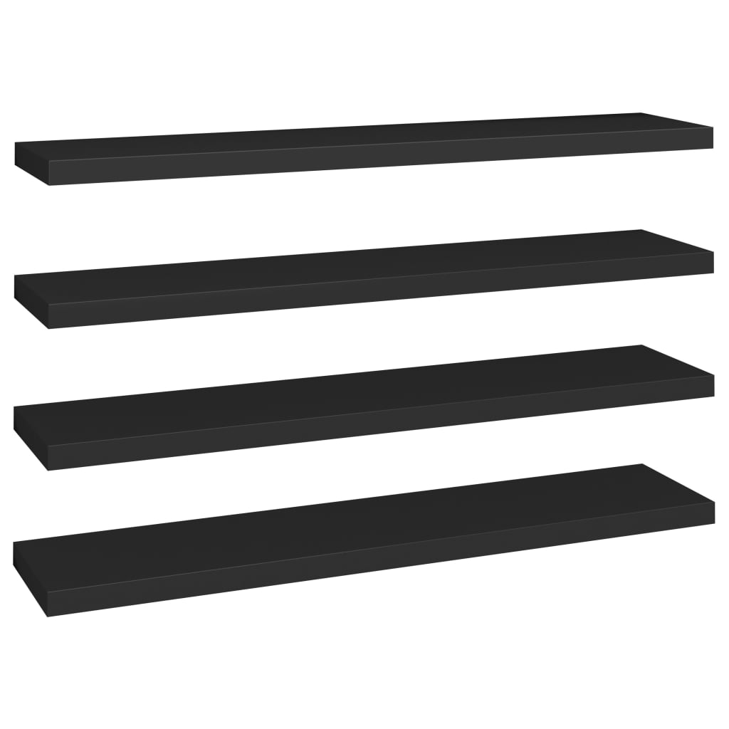 Floating Wall Shelves 4 pcs Black 120x23.5x3.8 cm MDF- Wall Shelves & Ledges - HomeShopIreland - Home Shop Ireland - Wall Shelves & Ledges - Floating Wall Shelves 4 pcs Black 120x23.5x3.8 cm MDF