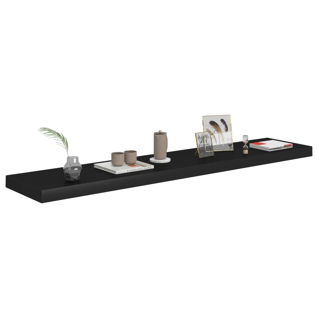 Floating Wall Shelves 4 pcs Black 120x23.5x3.8 cm MDF- Wall Shelves & Ledges - HomeShopIreland - Home Shop Ireland - Wall Shelves & Ledges - Floating Wall Shelves 4 pcs Black 120x23.5x3.8 cm MDF