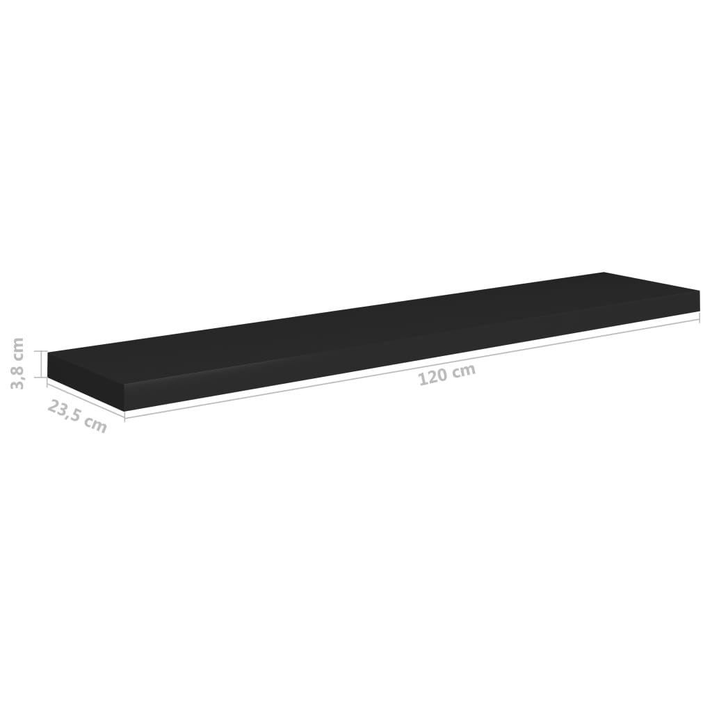 Floating Wall Shelves 4 pcs Black 120x23.5x3.8 cm MDF- Wall Shelves & Ledges - HomeShopIreland - Home Shop Ireland - Wall Shelves & Ledges - Floating Wall Shelves 4 pcs Black 120x23.5x3.8 cm MDF