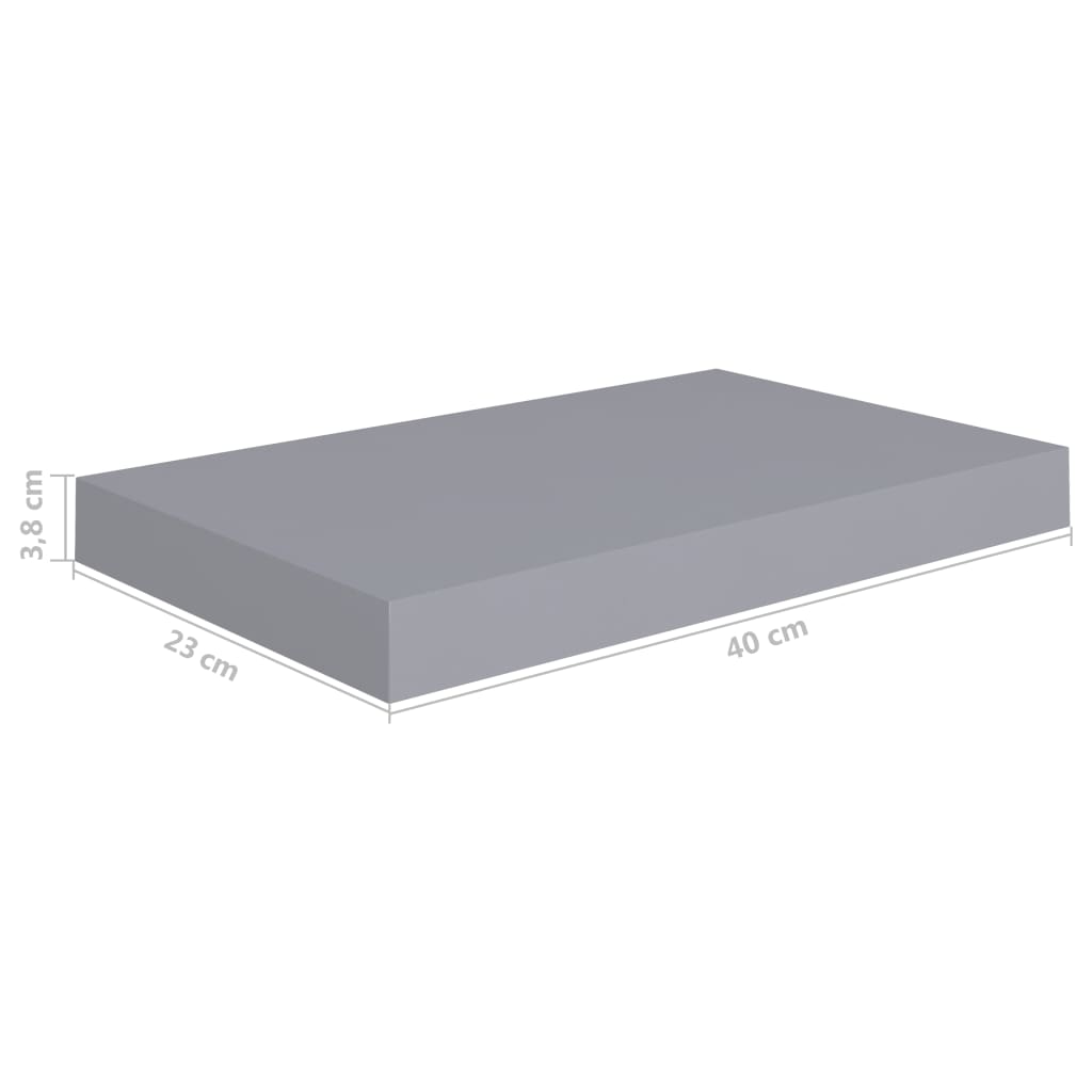 Floating Wall Shelf Grey 40x23x3.8 cm MDF- Wall Shelves & Ledges - HomeShopIreland - Home Shop Ireland - Wall Shelves & Ledges - Floating Wall Shelf Grey 40x23x3.8 cm MDF